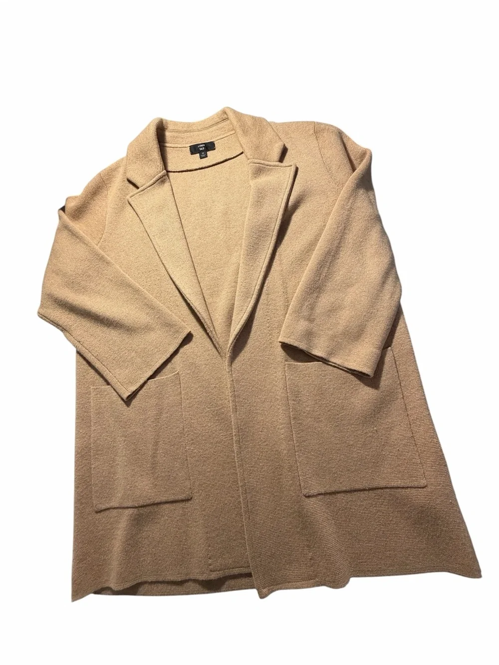 J Crew Wool Blend Classic Women's Camel Open-Front Coatigan Sz Medium